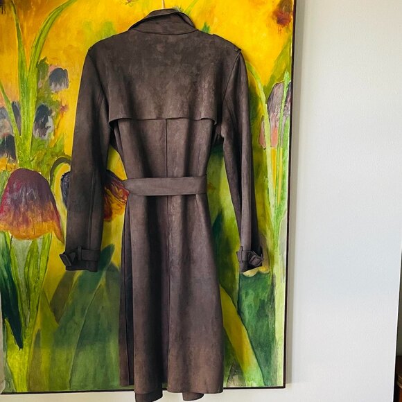 Philosophy Womens Vegan Suede Trench/Wrap Coat in Chocolate Brown - Picture 2 of 5